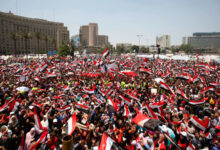 في يوم 20اكتوبر، المصريون يحتشدون في ميدان التحرير بالقاهرة، عاصمة مصر، تنديداً بالعدوان الإسرائيلي على قطاع غزة.